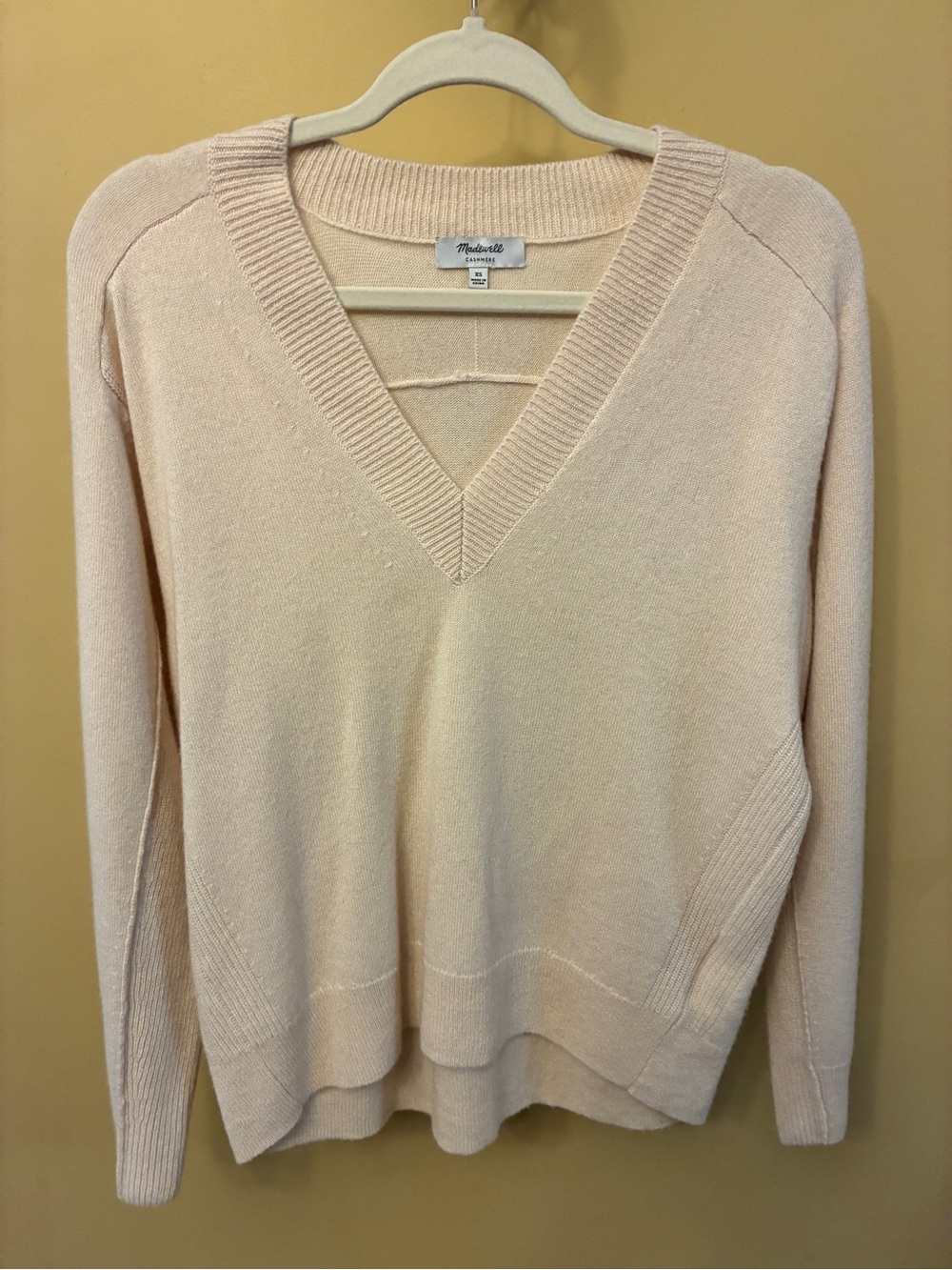 Madewell Cashmere Off White V-Neck Sweater Sz S